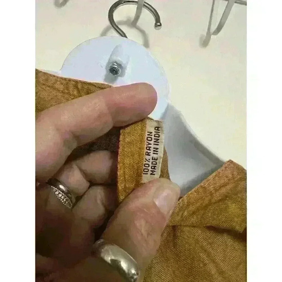 Womens India Pakistan Golden Long Shirt Embroidered 1/2 Sleeve Tie Back Mid 0067 - Picture 6 of 8